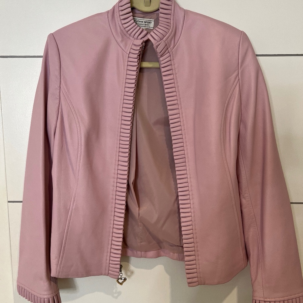 St. John Sport by Marie Gray Pink Leather Jacket